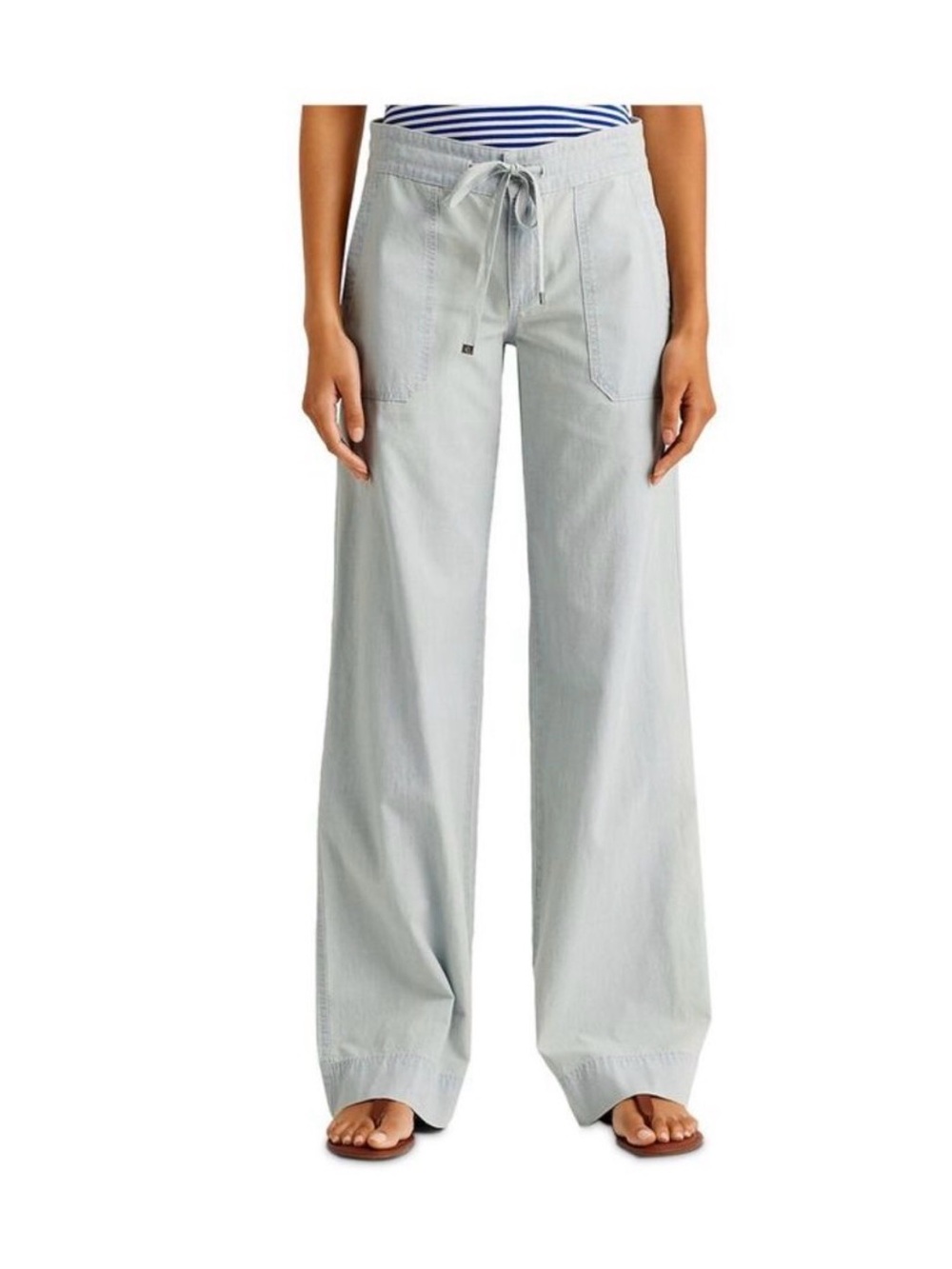 Ralph Lauren- Wide Leg 100% linen Pants in Light blue